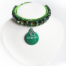 KFarah Collier pour chat anti-étranglement en vert avec des perles de cristal incrustées. Pièce unique pour vous démarquez !