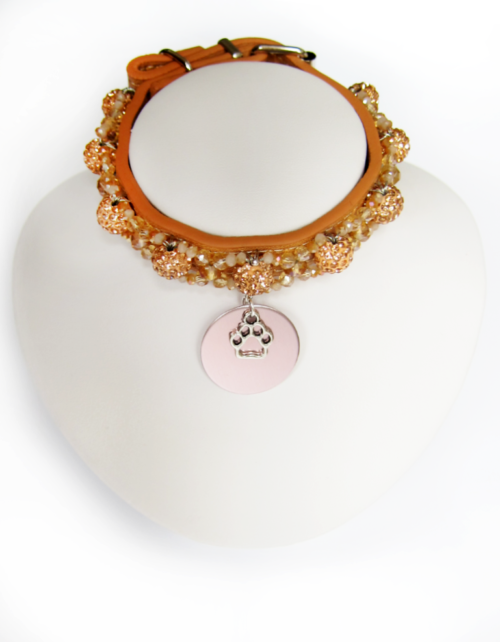 Collier Chiot Cristal Sphère Camel