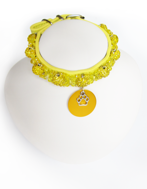 Collier Chiot Cristal Sphère Citron