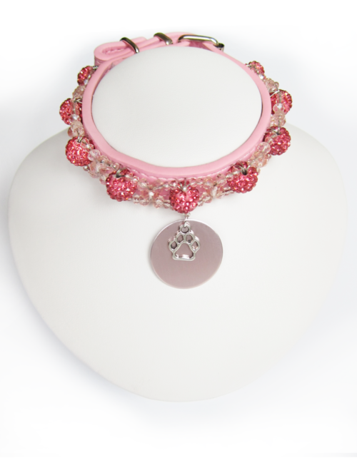 Collier Chiot Cristal Sphère Rose