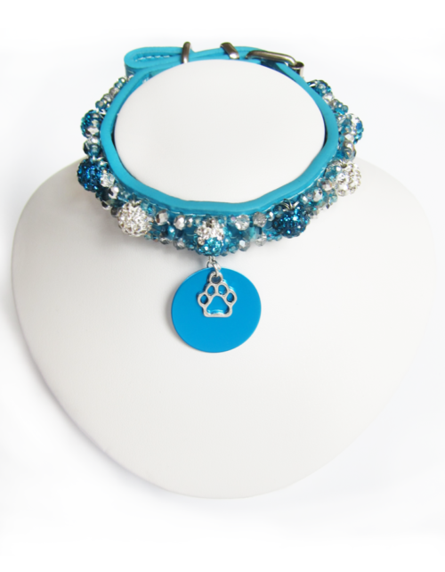 Collier Chiot Cristal Sphère Turquoise
