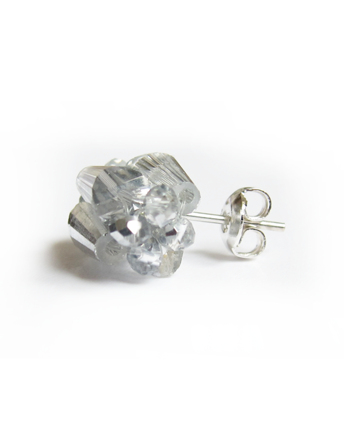 KFarah Boucles d'oreilles en cristal avec des perles en forme triangulaires. Finitions en argent, 925 sterling pour éviter les allergies.